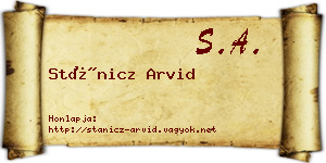 Stánicz Arvid névjegykártya